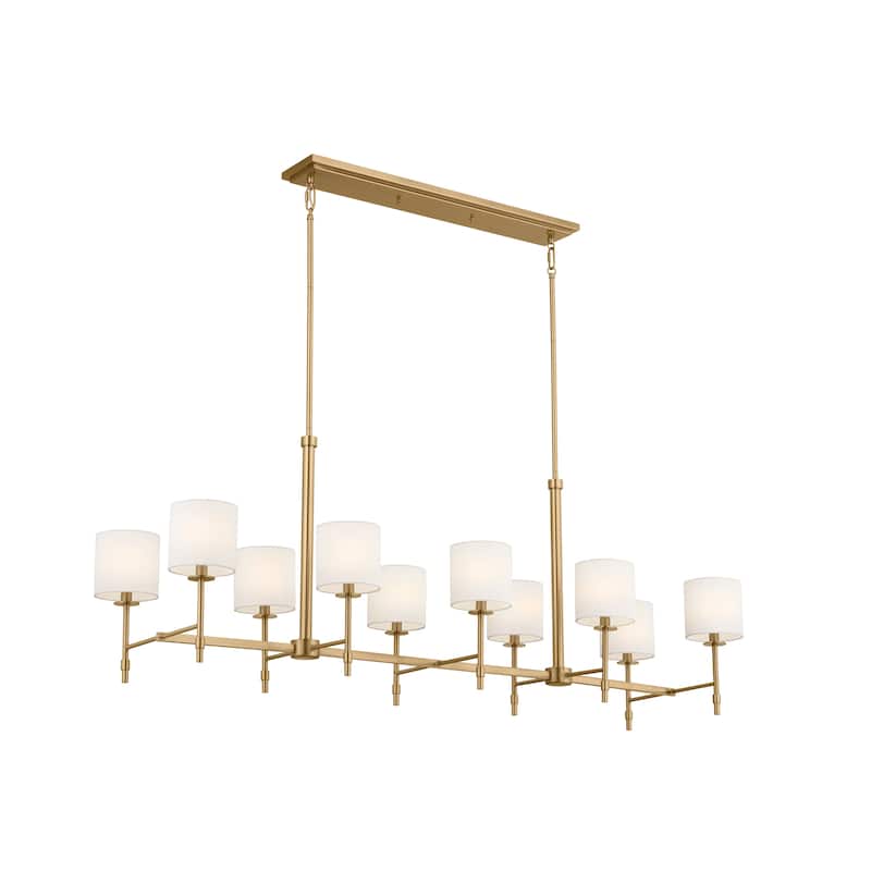 Kichler Lighting Ali 10-Light Brushed Natural Brass Linear Chandelier - 56.5