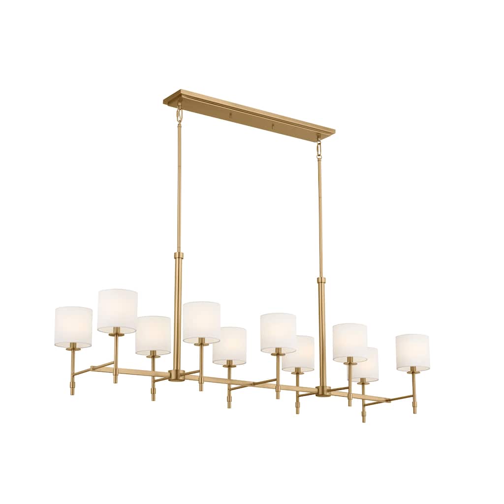 Kichler Lighting Ali 10-Light Brushed Natural Brass Linear Chandelier - 56.5