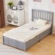 preview thumbnail 15 of 27, Four Large Drawers Pinewood Twin Bed With A Curved Vertical Headboard