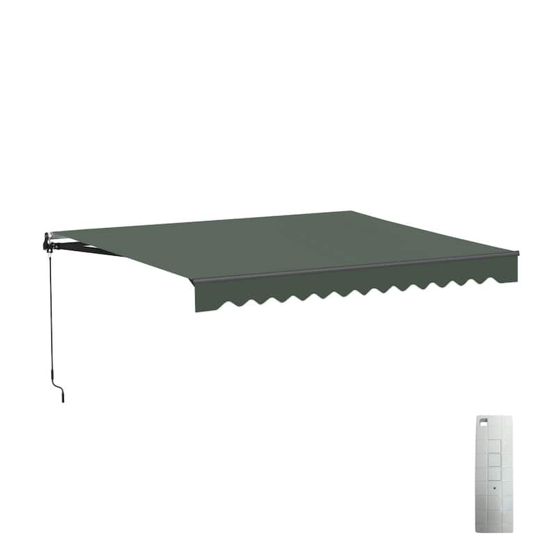 ALEKO Caribbean Motorized Retractable Patio Awning - Black Frame - Forest Green - 13 x 10 Feet