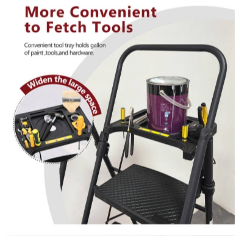 5-step Foldable Ladder with Tool Tray and Wide Non Slip Pedals