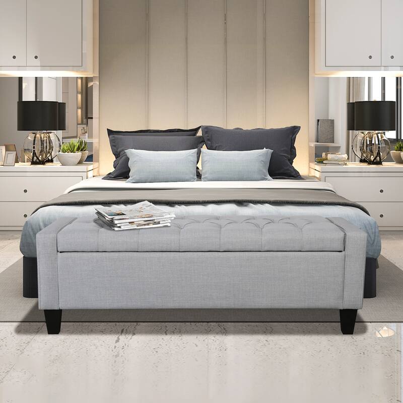 Porthos Home Wren Fabric Button Tufted Storage Bench
