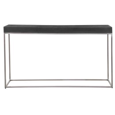 54" Black and Silver Rectangular Contemporary Console Table