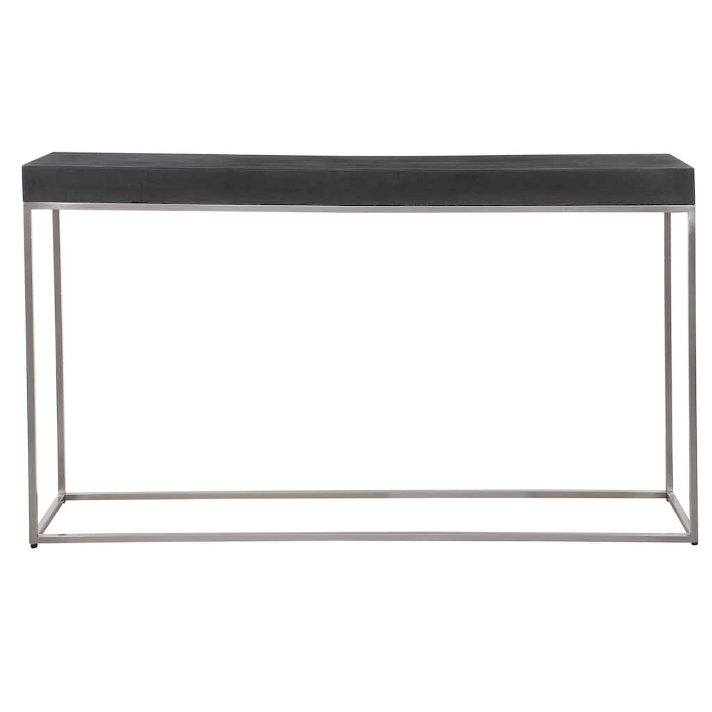 54" Black and Silver Rectangular Contemporary Console Table