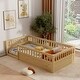 preview thumbnail 2 of 8, Natural Twin Size Pine Wood Floor Bed Frame with Fence