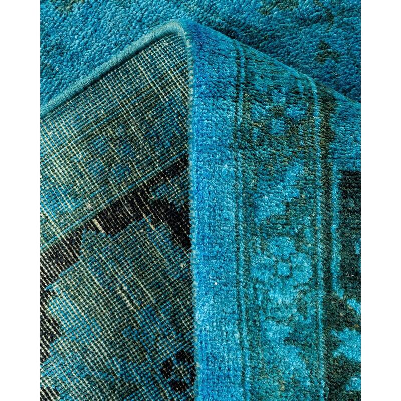 Overton Hand Knotted Wool Vintage Inspired Modern Contemporary Overdyed Blue Area Rug - 4' 1" x 6' 3"