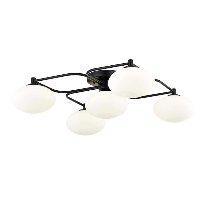 Camris 5-Light Matte Black Chandelier Frosted Glass Shades