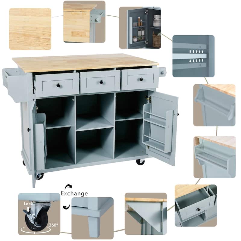 Chichoice Mobile Kitchen Island with Drop-Leaf, Rolling Kitchen Cart with Storage for Dining Room