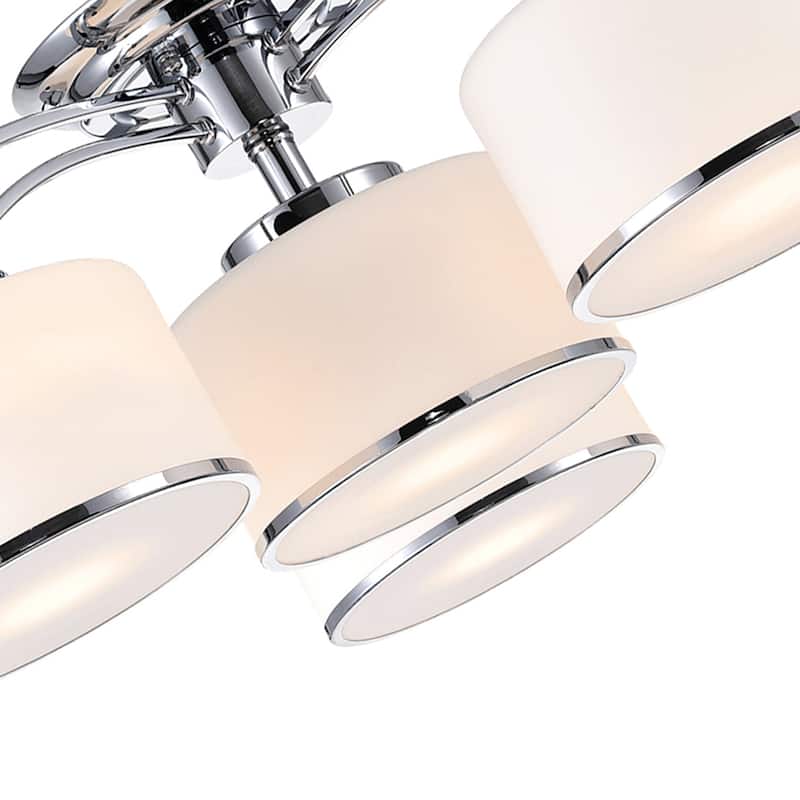 Frosted 4 Light Drum Shade Flush Mount With Chrome Finish