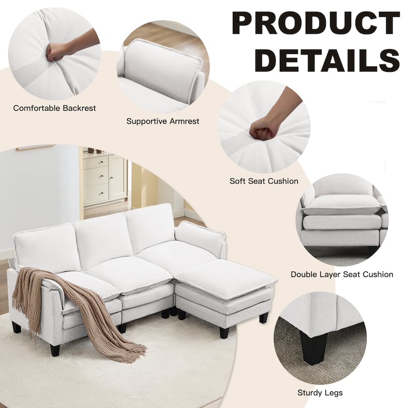 Luxury 3-Seater Sofa & Footstool – Ultra-Plush, Multi-Room Comfort