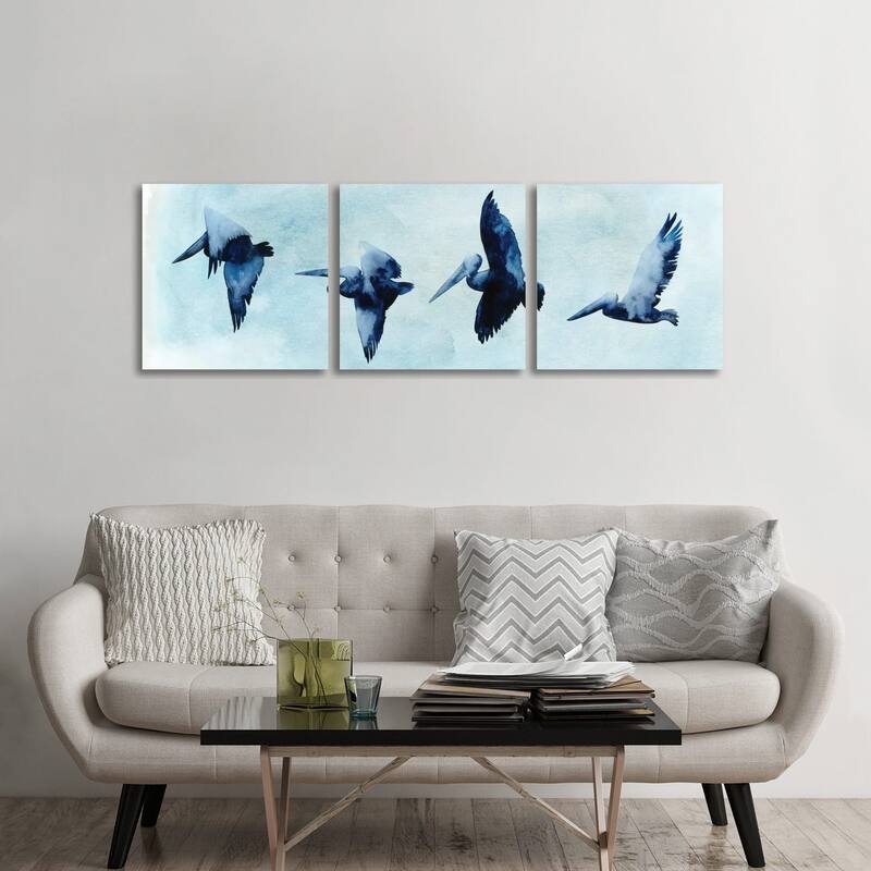 iCanvas "Coastal Covey I" by Grace Popp 3-Piece Canvas Wall Art Set - 24x72x1.5