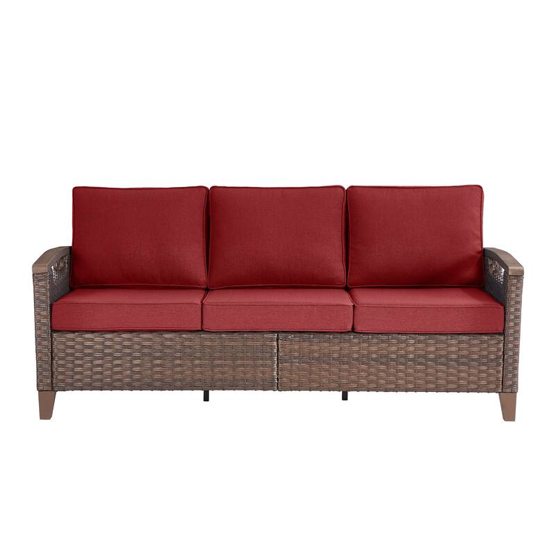 Pocassy Outdoor Brown Wicker Funitre with Cushion Set