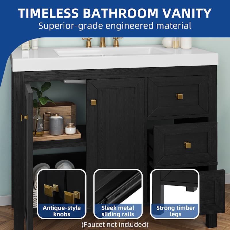 Moasis 36"/42" Bathroom Vanity Cabinet Set with Sink Combo and 3 Drawers & Cabient