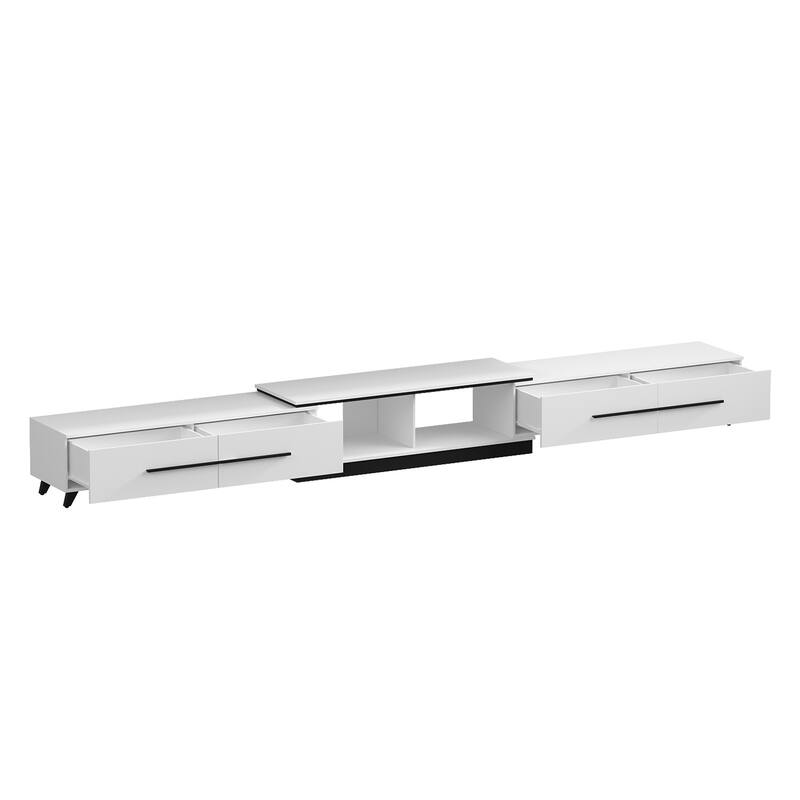 Large Entertainment Stand for TV Up to 55-85 Inch, French White/Black