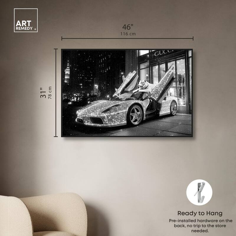 Glistening Tiger and Car Canvas by Art Remedy