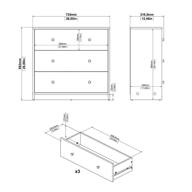 Porch & Den Zoe 3-drawer Engineered Wood Chest