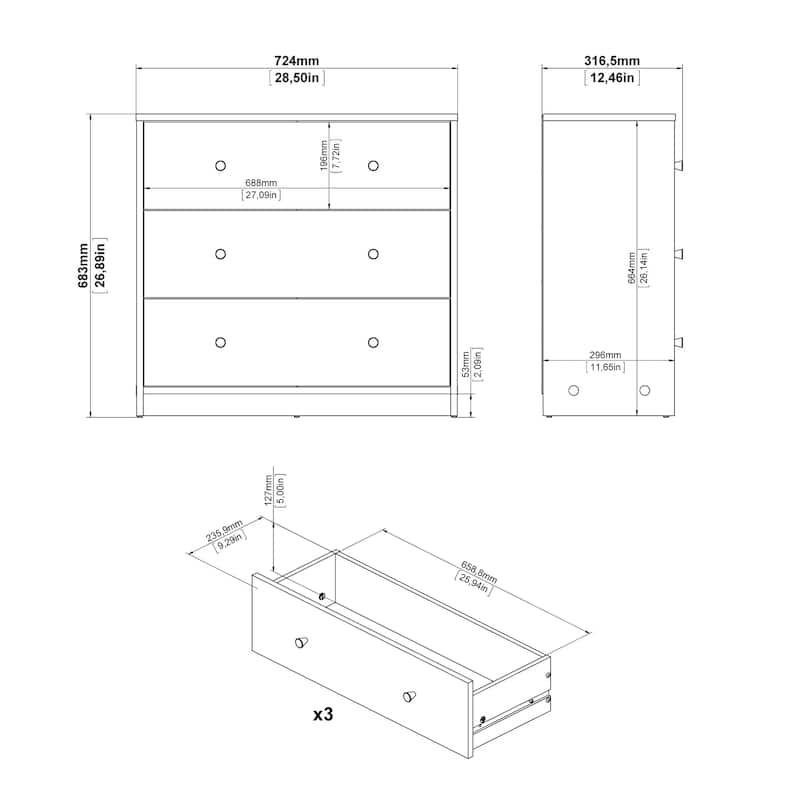 Porch & Den Zoe 3-drawer Engineered Wood Chest