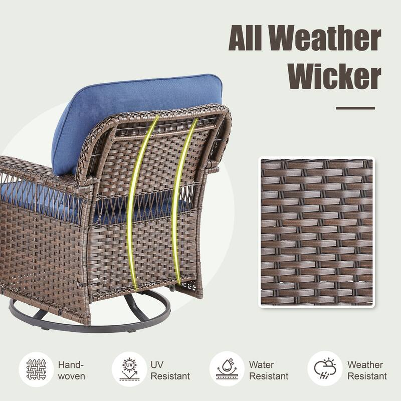 Pocassy Patio Outdoor Fire Table with Sofa Swivel Chair Funiture Set.