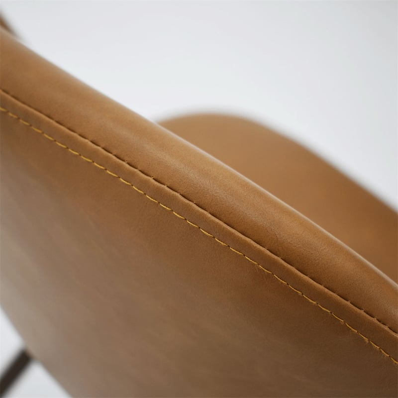 Faux Leather Modern Cutout Back Dining Chair with Walnut Leg（Set of 4)