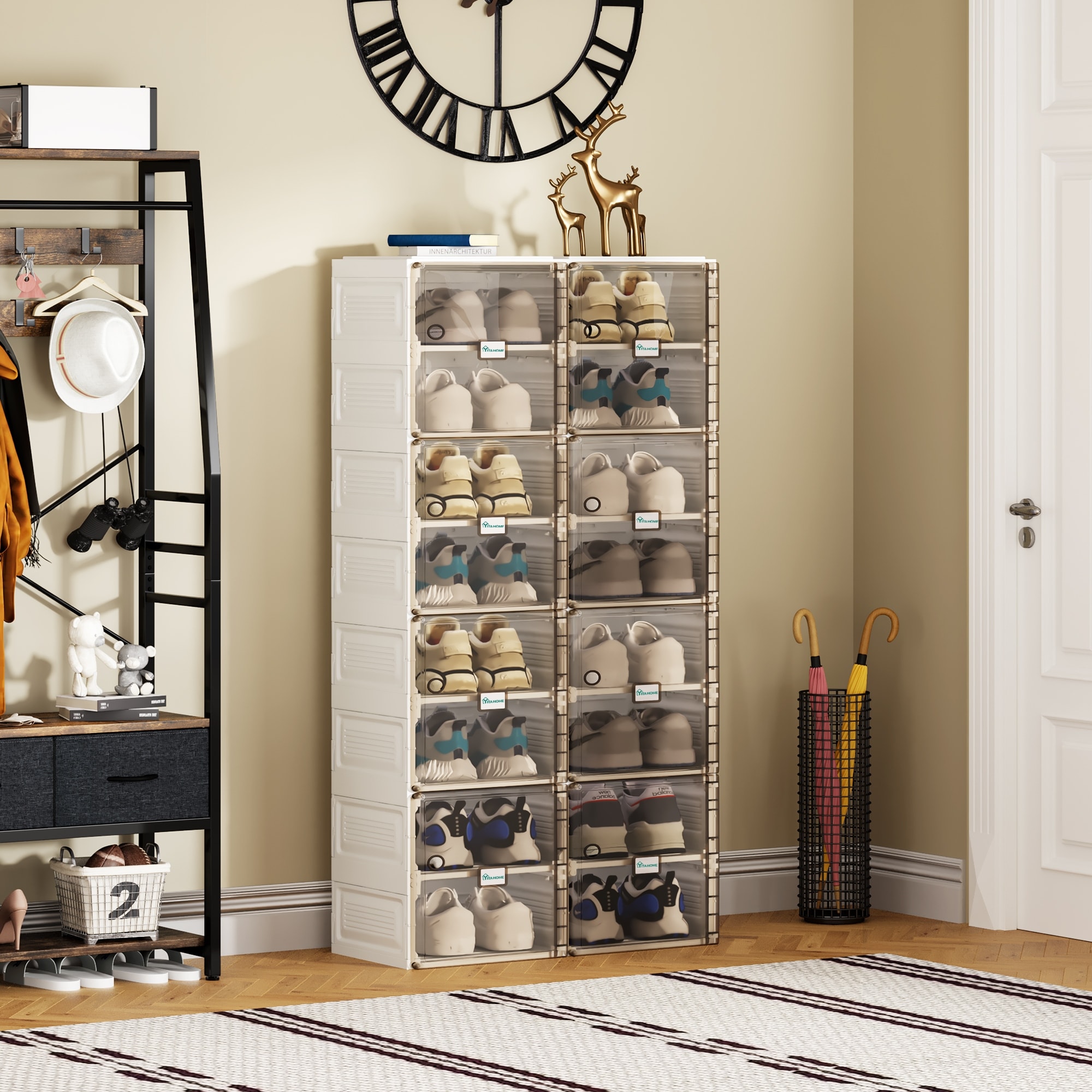 Portable closet 2025 with shoe rack