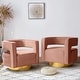 preview thumbnail 98 of 114, HULALA HOME Carisa Modern Upholstered Swivel Open-Back Barrel Chair with Golden Base Set of 2 - PINK
