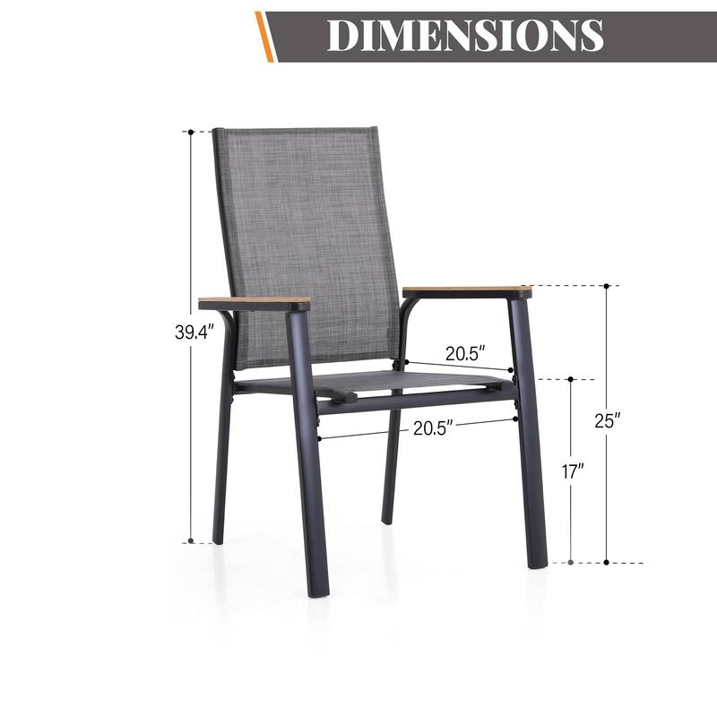 MAISON ARTS 7 Pieces Dining Set, 6 Aluminium Stackable Dining Chairs and a Metal Table