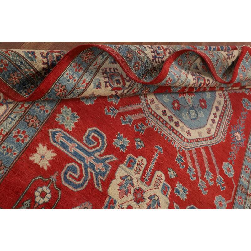 Red Kazak Oriental Area Rug Hand-Knotted Wool Carpet - 6'6" x 9'9"