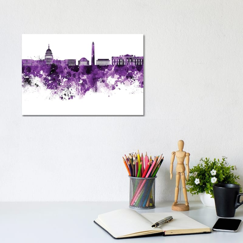 iCanvas "Washington DC Skyline In Lilac" by Paul Rommer Canvas Print - 8x12x0.75