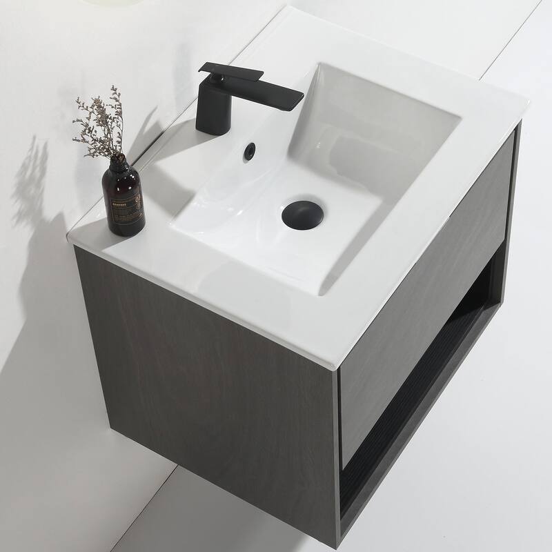 24"/30"/32"/36" Floating Bathroom Vanity Set with Ceramic Sink