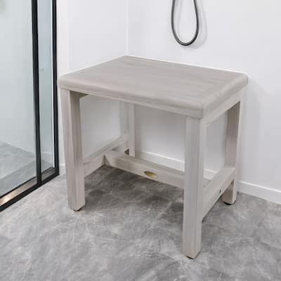 HomeRoots 18" Gray Teak Rectangular Shower Bench