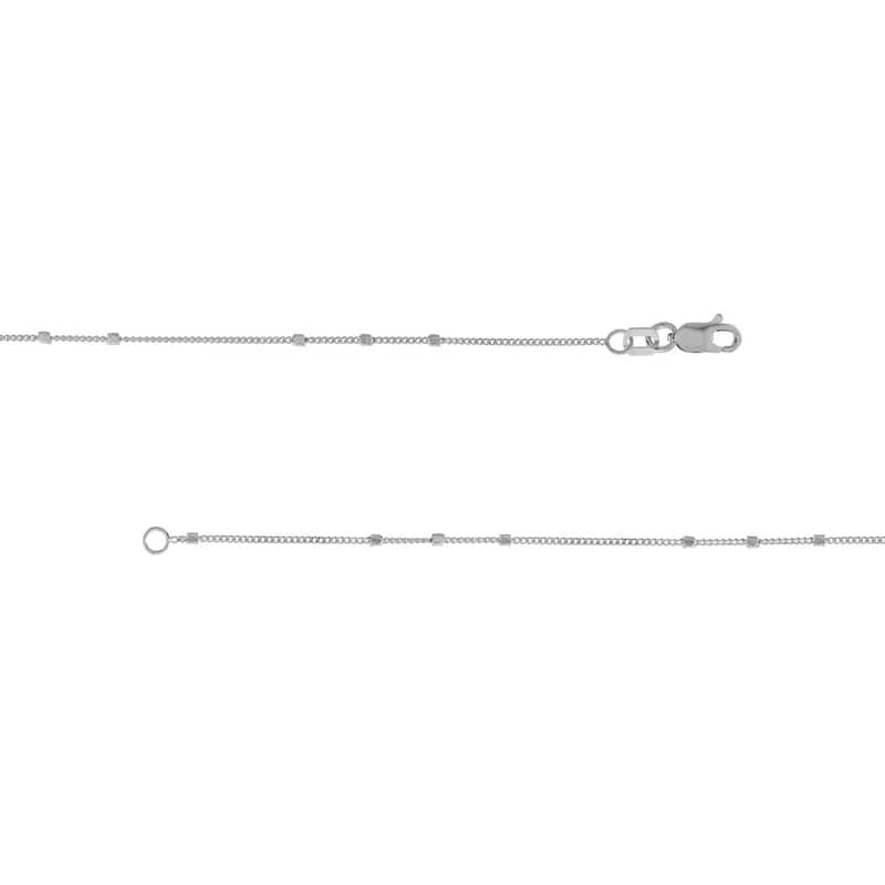 Curata 14k White Gold 1.35mm Triple Cube Saturn Chain Necklace (Lobster)