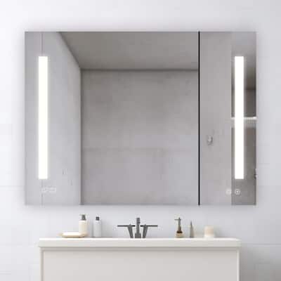 AQUADOM Signature Royale 48W LED Medicine Cabinet Defogger, 3X LED Vertically Adjustable Magnifying Mirror, Electrical Outlets