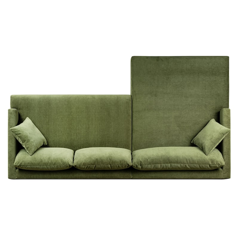 Poly & Bark Lucerne Sectional with Extra-Wide Chaise in Distressed Green Velvet