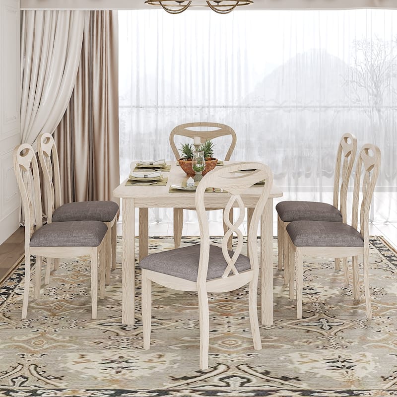 Javlergo Modern Solid Wood Dining Chairs, Vintage Chairs with Round Backrest