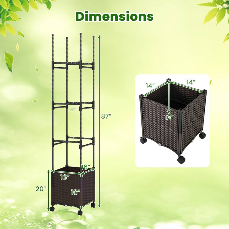 Gymax 87'' Tall Raised Garden Bed w/ Plant Box & Trellis Lockable
