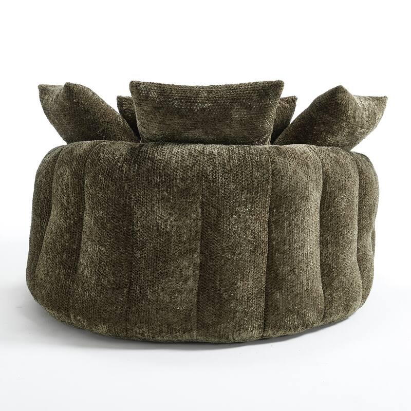 55" Modern Long Polyester Foam Round Bean Bag Sofa Chair with Pillows