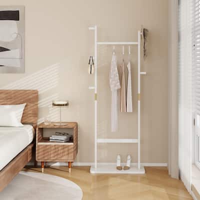 Modern StyleSolid Wood Coat Rack with Standing Hanger, 5 Hanging Rods, Easy to Assemble, for Entrance and Hallway