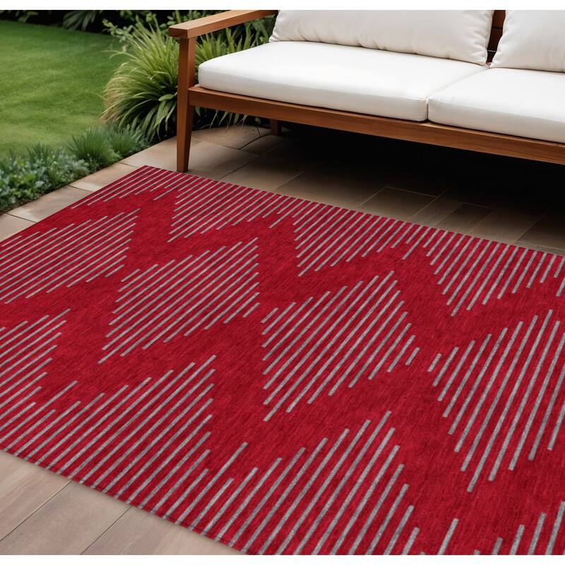 HomeRoots Geometric Transitional Rectangle Outdoor Rug - 9' X 12'
