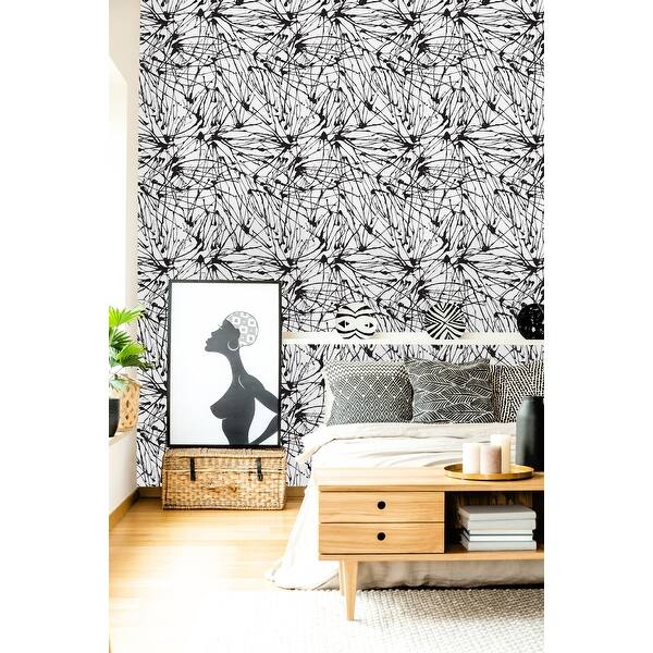Ink Brush Strokes Peel and Stick Wallpaper - Overstock - 32616910