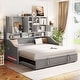 preview thumbnail 12 of 18, Convertible Twin Daybed with LED Armrests, Storage Shelving & Pop-Up Trundle by Harper&Bright Designs