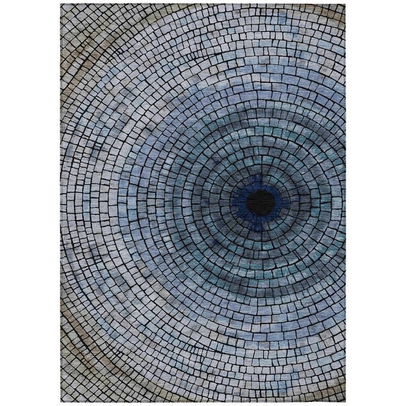 Machine Washable Indoor/ Outdoor Mosaic Rome Chantille Rug