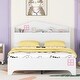 preview thumbnail 1 of 7, Fairytale House-Shaped Headboard Platform Bed with Storage Headboard for Boys Girls, Wood Slat Support for Full Mattress, White White - Full