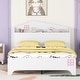 preview thumbnail 1 of 34, Wooden Full/Twin Size House Bed with Storage Headboard - Sturdy Plywood and Particle Board Construction, for Kids Full Size White