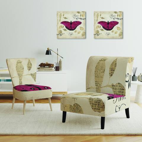 Designart 'Red Farmhouse Butterfly' Upholstered Farmhouse Accent Chair