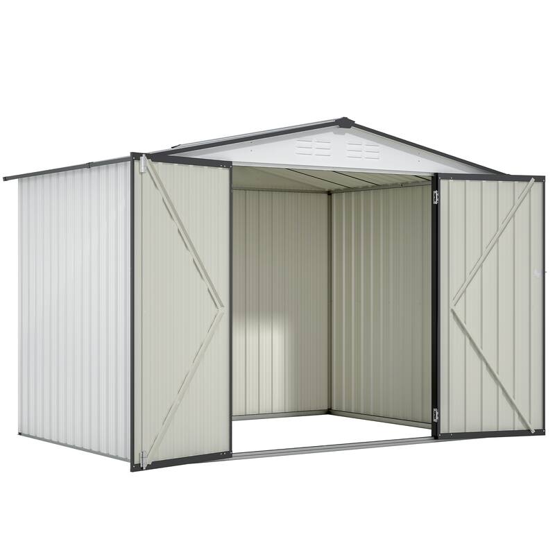GDFStudio - Eleanor Spacious Outdoor All-Weather Metal Storage Shed with Secure Double Doors - 8 x 6 ft