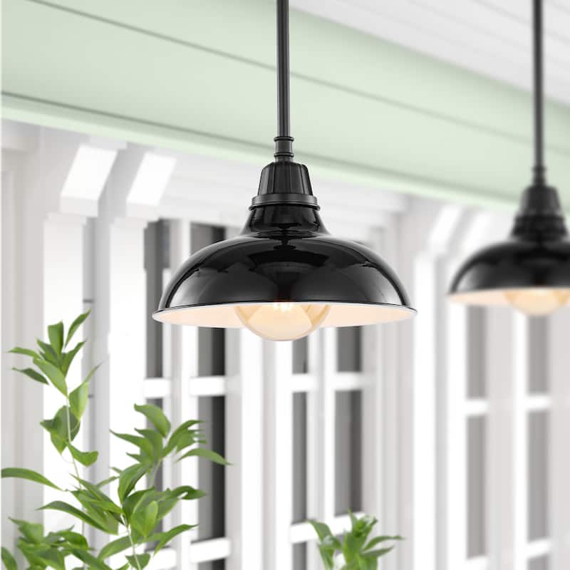 12.25" 1-Light Indoor/Outdoor Iron LED Pendant, by JONATHAN Y - 12.25