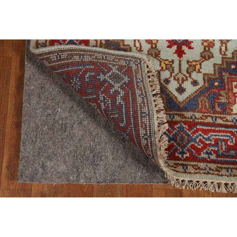 Hand Knotted Oriental 100% Wool Carpet Traditional Medallion Navy Blue & Blues Heriz (serapi) Area Rug - 5' 1'' X 3' 1''