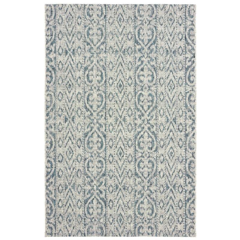 Sevita Entwined Ikat Geometric Indoor/Outdoor Rug - 5' x 8' - Blue/Gray
