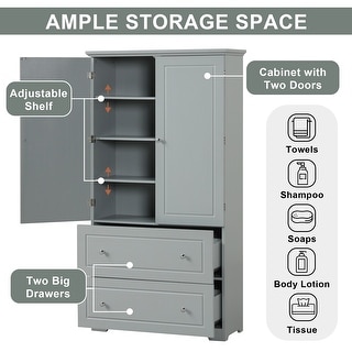 Freestanding Bathroom Organizer Side Storage Cabinet Pantry Cupboard ...