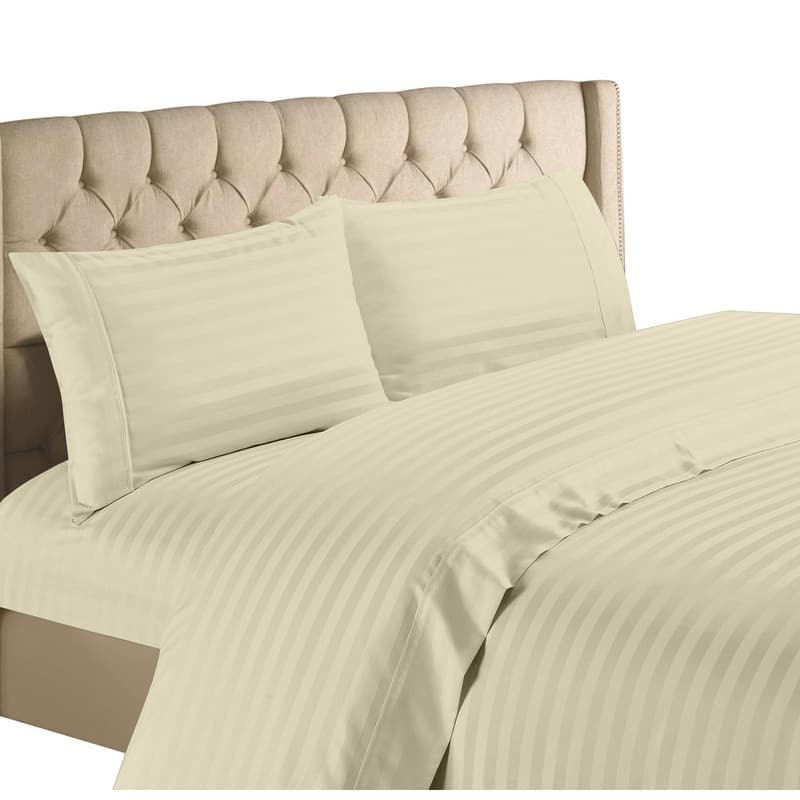 Spring Home 1200 Thread Count 100 Percent Egyptian Cotton Deep Pocket Dobby Striped Sheet Set